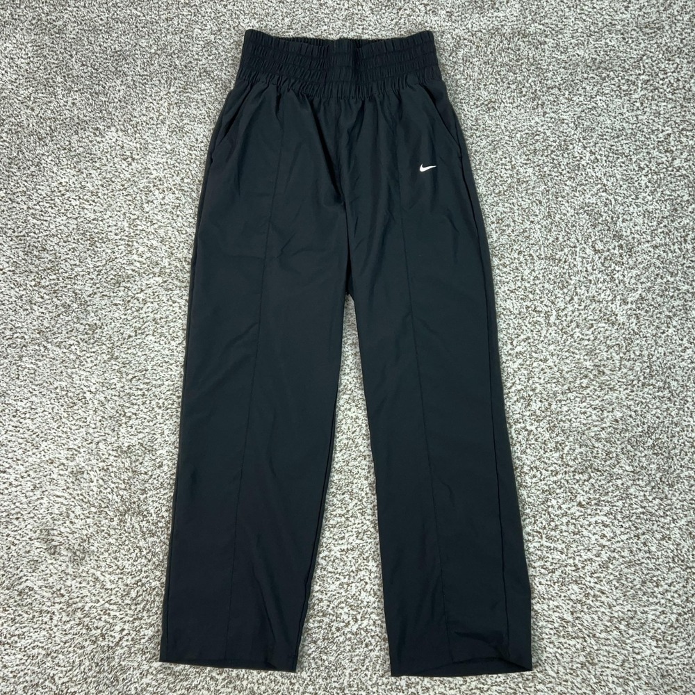 Nike Pants Womens M Black Dri FIT Track Relaxed Ultra High Waisted Running Gym